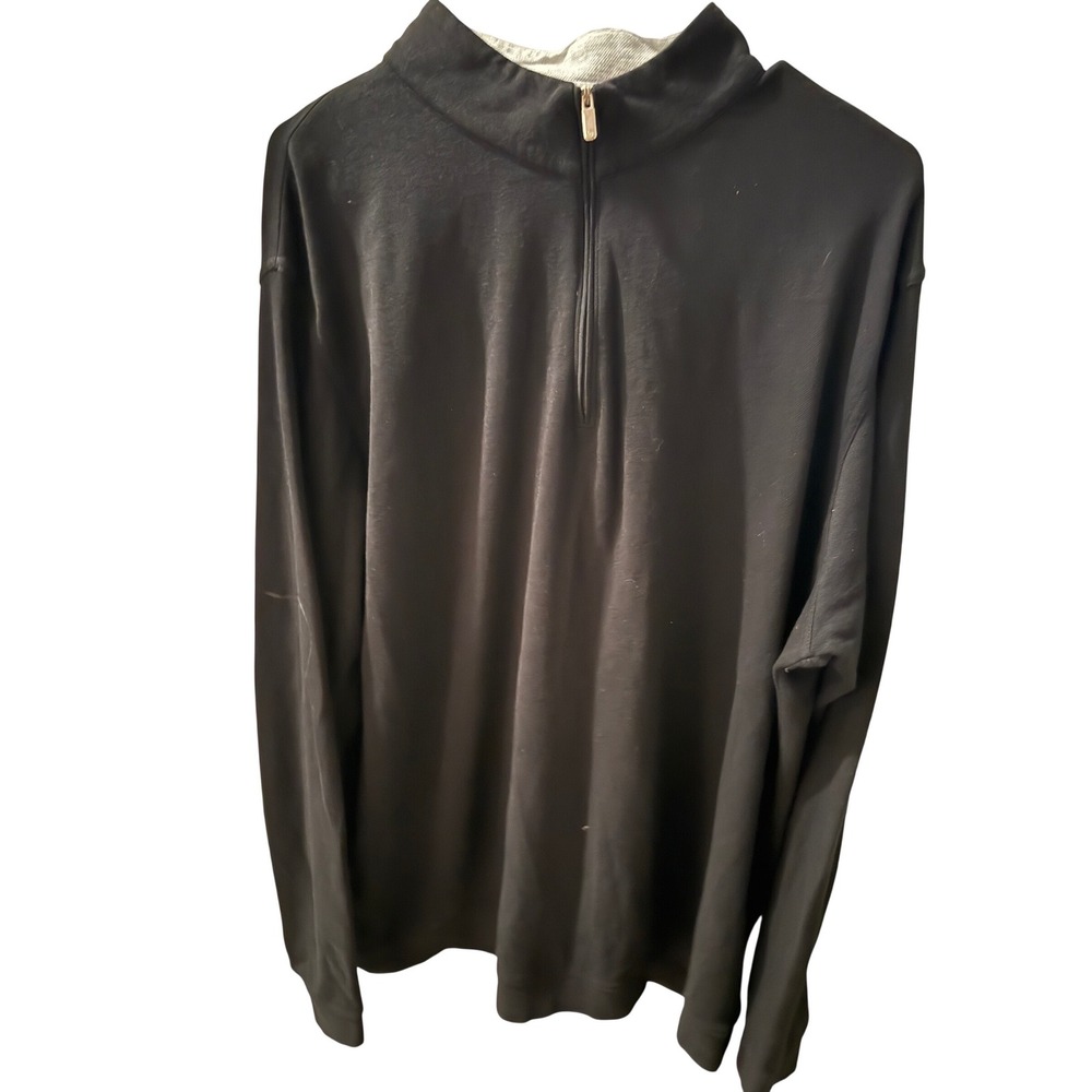 Peter Millar Mens Black Long Sleeve 1/4‎ Zip Mock Neck Pullover Shirt XXL